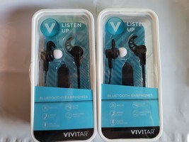 Vivitar Listen Up Bluetooth Earphones Wireless w/ Microphone calls 2 Sets New - £7.47 GBP