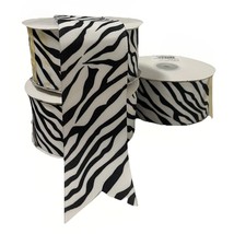 Zebra Print Grosgrain Ribbon Jungle Animal Print 2&quot; X 25 Yd Rolls Lot 3 - $9.70