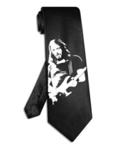 Pink Floyd David Gilmour necktie black satin silk hand-painted tie - $28.00