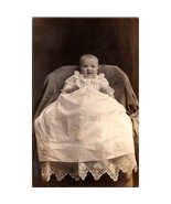 Antique AZO RPPC Portrait Postcard, Bright Eyed Baby in White Christenin... - $18.39