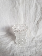 Clear Cut Sawtooth Button Pattern Crystal Glass Toothpick Holder ^ - $10.00