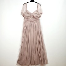 Anaya with Love Maxi Dress Bridesmaid Puff Sleeve Blush Pink Size UK 16 NEW - $34.80