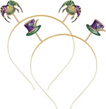 Mardi Gras Headband Glitter Fleur De Lis Crown Hairband Carnival Jester Hat Mask - £18.78 GBP