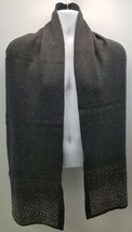 I) Women&#39;s Gray Silver Beaded Wool Acrylic Scarf 12&quot; x 68&quot; - £7.90 GBP
