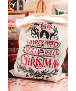 White Christmas Pattern Print Drawstring Large Gift Sack - $10.71