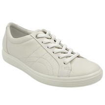 Ecco Women Low Top Lace Up Sneakers Soft 7 Size US 5 Shadow White Gray Leather - £55.41 GBP