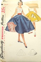 Vtg 50s Pattern Simplicity #4753 Girl&#39;s Circle Skirt SZ 8 Waist 23&quot; Tran... - $17.82