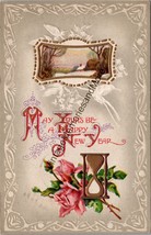 May Yours Be A Happy New Year Vintage Embossed Gold Detail Postcard PC335 - £10.22 GBP