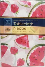 Thin Peva Vinyl Tablecloth 52&quot;x70&quot; Oval (4-6 Ppl) Watermelons &amp; Strawberries, Gr - £7.11 GBP