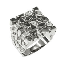 925 Pure Sterling Silver Nugget Men&#39;s Ring All / Any Size Made in USA - £83.37 GBP