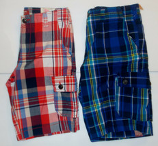 Arizona Jean Co. Boys Plaid Cargo Shorts Blue or Red Various Sizes to Ch... - $12.59