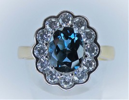 Oval Blue Helenite Silver Ring - £59.87 GBP