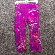 Champion Athletic Pants Women Small Purple Splat Duo Dry Yoga Capri Cute Stretch - £3.52 GBP