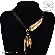MEYFLINN Elegant Feathers Theme Ladies Necklace / Choker, Leather, CZ - £6.33 GBP