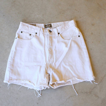 Vintage Express Cream Denim Shorts Sz 11/12 - £28.85 GBP