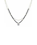 New 2 Layered Metal Seed Bead Evil Eye Pendant Necklace - €9,23 EUR