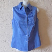 Antonio Melanii Women Pleated Front Button Down Shirt Sleeveless Size Small - $19.77