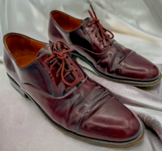 Mario Bruni Italy Burgundy Leather Lace Up Cap Toe Oxfords Mens Sz 8N St... - $8.98
