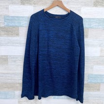 American Apparel Raglan Sleeve Sweater Blue Rolled Trim Cotton Mens Medium - $29.69