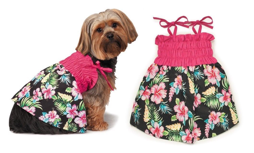 Hawaiian Dog Dress Aloha Breeze Style Spring Fashion Black Pink Tropical... - $20.68+