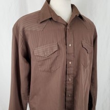 Vintage Karman Gold Collection Western Shirt XL Brown Stripe Snaps Cowboy Rodeo - £13.36 GBP