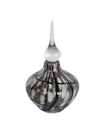Vintage black &amp; clear art glass perfume decanter with finnial top - $19.99