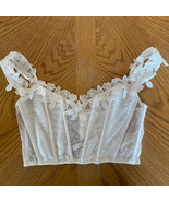 Victoria&#39;s Secret CORSET BRA TOP Bralette Size M White Floral Lace - $39.99