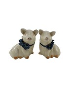 1987 Lefton Ceramic Pigs w Blue Flowers Salt &amp;Pepper Shakers County 0638... - $11.48