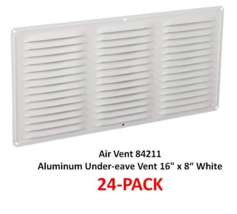 Air Vent 84211 Aluminum Under-eave Vent, White, 16&quot; x 8&quot; (24-PACK) - $59.40