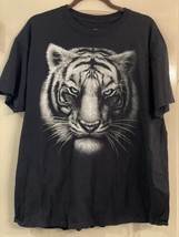 DOM Men&#39;s Siberian Tiger Graphic Short Sleeve T-shirt 100% Cotton Black XL - £9.11 GBP