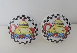 Lot Of 2 Mary Engelbreit Teapot Bee Ceramic Drawer Knob Pulls And Screws - £13.93 GBP
