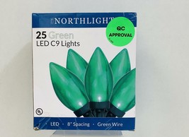 Northlight 25 Green LED C9 Christmas Lights ~ 16 ft Green Wire - £9.93 GBP