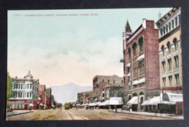 Washington Avenue Ogden Utah UT Postcard 1910s Street View Streetcar Storefronts - £11.90 GBP