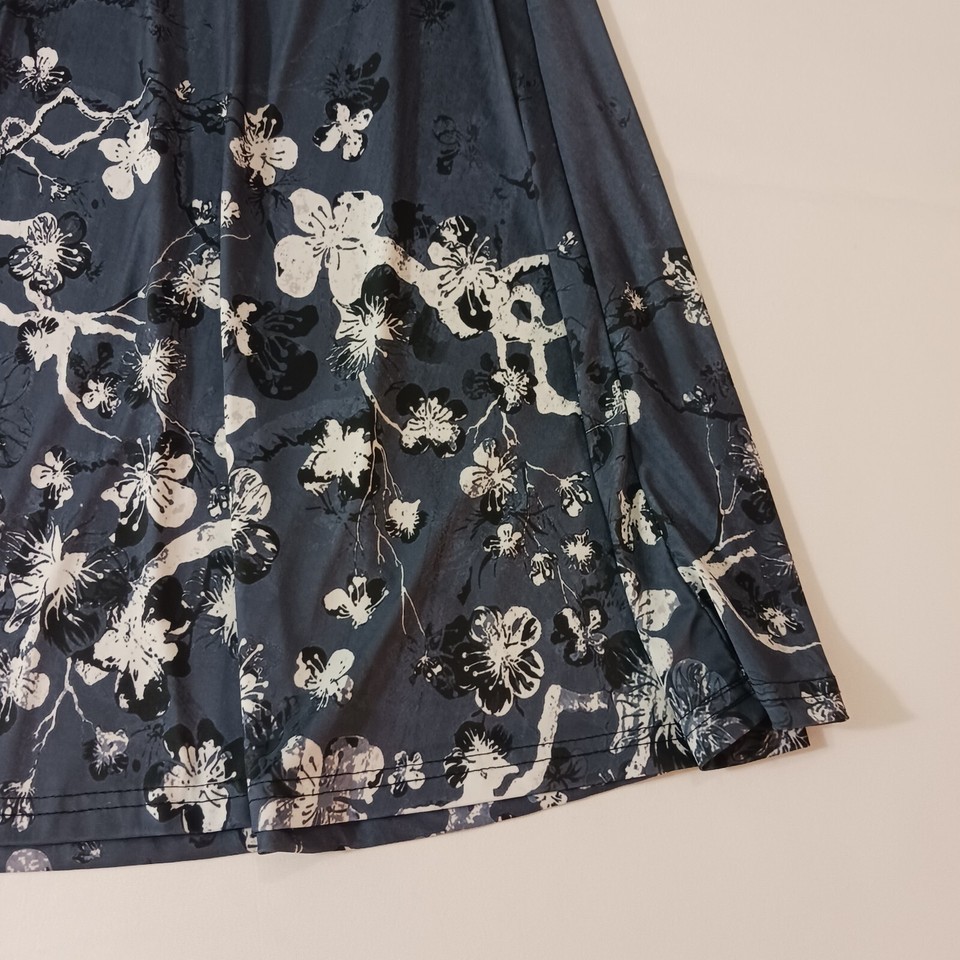 Lily By Firmiana Women's Elastic Waist Black & White Floral A-Line Skirt Size XL Item image 8