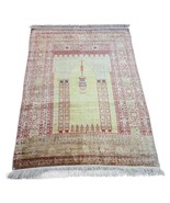 Handmade Antique Persian Tabriz Prayer Silk Rug 3.8&#39; x 5&#39; (116cm x 152cm... - $7,188.53 CAD