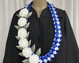 Graduation Money Lei (12) Leaf Bills Blue &amp; White Four Braided Ribbon Fo... - £71.92 GBP
