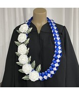 Graduation Money Lei (12) Leaf Bills Blue &amp; White Four Braided Ribbon Fo... - £71.94 GBP