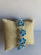 Blue Flowers Floral Designed Bracelet - $15.00