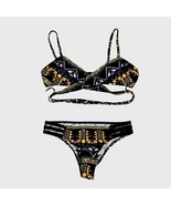 NEW Colorful Boho Batik Wrap Top Bikini Size M Black Multicolor Tribal NWOT - $7.99