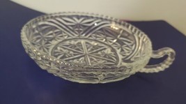 ANCHOR HOCKING NAPPY GLASS  BOWL DISH with HANDLE - STARS &amp; BARS - CLEAR... - $9.75