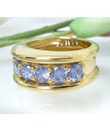 Technibond Tanzanite CZ Ring 18K Yellow Gold over Sterling Size 7 - £29.88 GBP