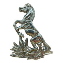 Vintage Aluminum Horse Rearing Up Wild Mustang Flowers Wall Hanging 14” - £27.85 GBP
