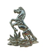 Vintage Aluminum Horse Rearing Up Wild Mustang Flowers Wall Hanging 14” - £24.90 GBP