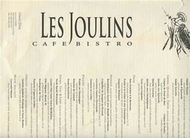 Les Joulins Cafe Bistro Menu Ellis Street San Francisco California 1990&#39;s - £21.74 GBP