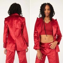 NWT Free People Red Velvet Ashby Double Breasted Oversize Blazer Women S... - $140.25