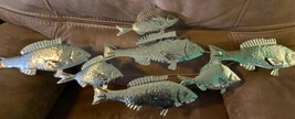 School of Fish Silver Colored Metal Decoration 36&quot; Wide Art Wall Decor New Tags - £48.17 GBP