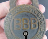 rare antique padlock BINGHAM BEST BRAND CLEVELAND no key decorative bras... - $280.49