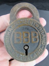 Rare Antique Padlock Bingham Best Brand Cleveland No Key Decorative Brass 1908 - £220.64 GBP