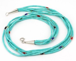RARE Vintage Silpada Sterling 5-Strand Turquoise Heishi Bead 16&quot; Necklace N0636 - £39.81 GBP