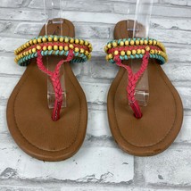 Lucky Brand Womens Beaded Sandals Size 9 Flip Flops Thong - £17.48 GBP